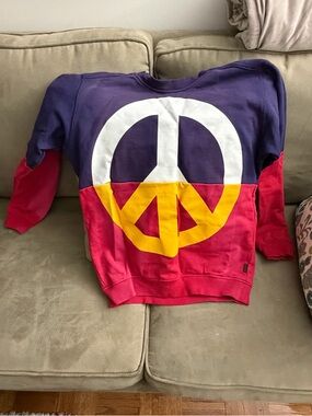 Love Moschino Colorblock Peace Sign Sweatshirt - Purple, Pink & Yellow